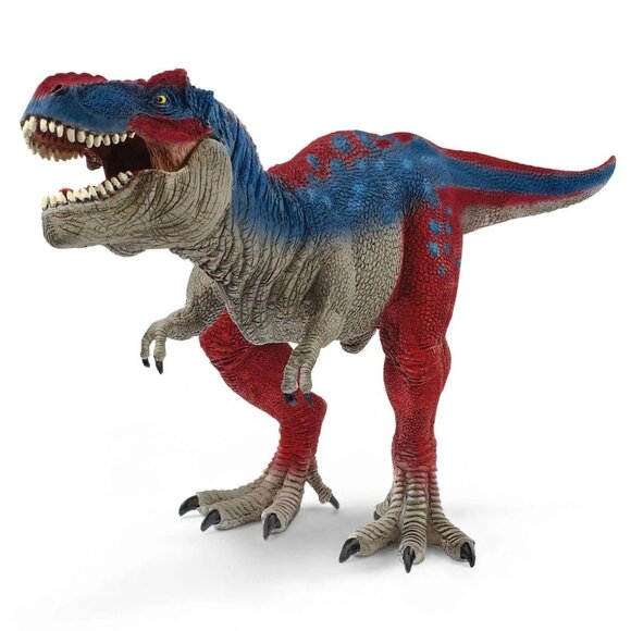 SCHLEICH T Rex Tyrannosaurus Blue Red movable jaw 11" high MINT Toy boy girl - Picture 1 of 6